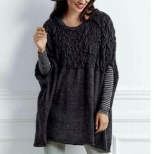 Cabi Size S Waverly Poncho Wool Blend Mohair Sweater Grey Gray Style 3124